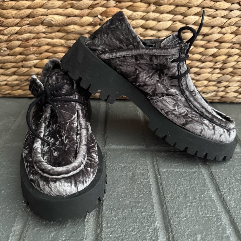 Free People Convertible Velvet Oxford Mule 37 6.5 7 Washed Black Whimsigoth